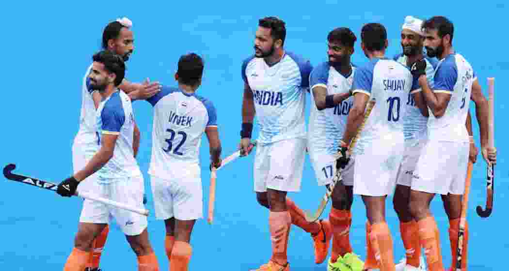 Indian hockey players in action. Indian hockey players in action.