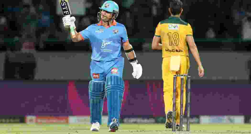 Sachin Tendulkar in action during the International Masters League. File photo. Sachin Tendulkar in action during the International Masters League. File photo.