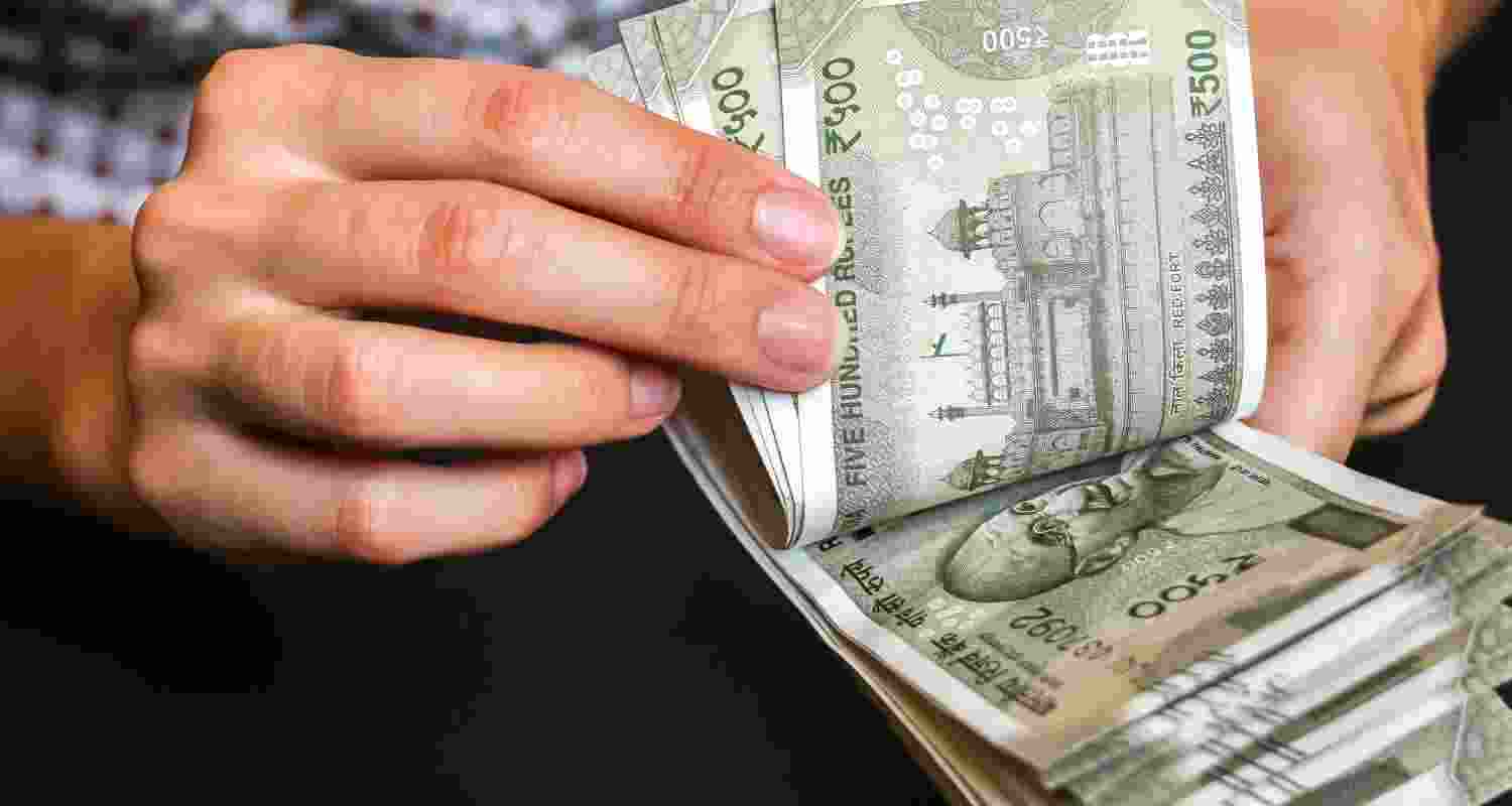 The rupee fell 32 paise to 95.57 against the US dollar amid rising crude oil prices, FII outflows and escalating tensions in the Middle East. The rupee fell 32 paise to 95.57 against the US dollar amid rising crude oil prices, FII outflows and escalating tensions in the Middle East.