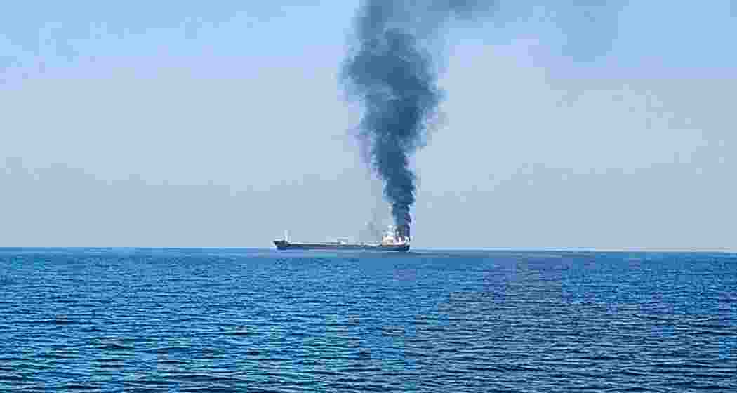 Smoke rises from the vessel Settebello after a US strike off the coast of Oman, in which three Indian seafarers were killed, escalating tensions in the Gulf region. Smoke rises from the vessel Settebello after a US strike off the coast of Oman, in which three Indian seafarers were killed, escalating tensions in the Gulf region.