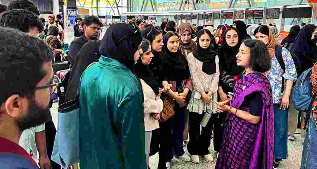 Students from Iran’s Urmia University who were evacuated under Operation Sindhu, land in Delhi’s IGI airport in New Delhi on June 19, 2025. Students from Iran’s Urmia University who were evacuated under Operation Sindhu, land in Delhi’s IGI airport in New Delhi on June 19, 2025.