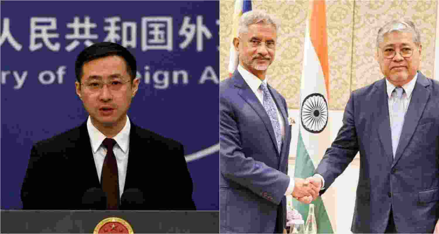 Chinese Foreign Ministry spokesperson Lin Jian (left), External Affairs Minister S Jaishankar with Enrique A. Manalo, Secretary of Foreign Affairs, Phillipines. Chinese Foreign Ministry spokesperson Lin Jian (left), External Affairs Minister S Jaishankar with Enrique A. Manalo, Secretary of Foreign Affairs, Phillipines.