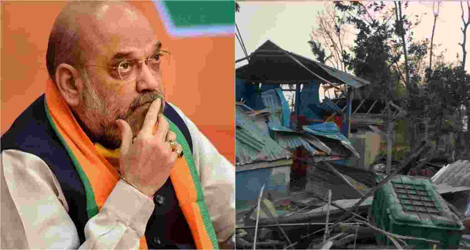 Union Home Minister Amit Shah (left). A viral image on social media allegedly depicts the aftermath of the storm in West Bengal's Jalpaiguri. Union Home Minister Amit Shah (left). A viral image on social media allegedly depicts the aftermath of the storm in West Bengal's Jalpaiguri.