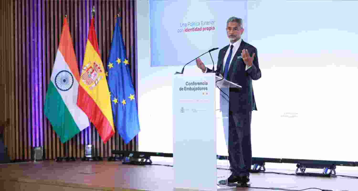 EAM S Jaishankar at the 9th Annual Conference of Ambassadors in Madrid. EAM S Jaishankar at the 9th Annual Conference of Ambassadors in Madrid.