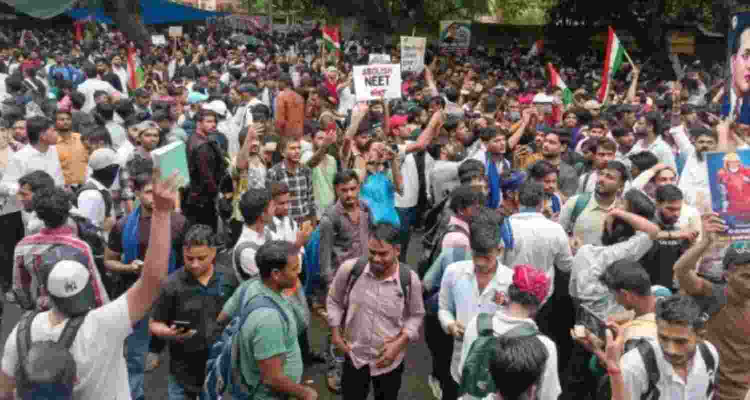 Students holding a protest at Jantar Mantar in New Delhi. Students holding a protest at Jantar Mantar in New Delhi.