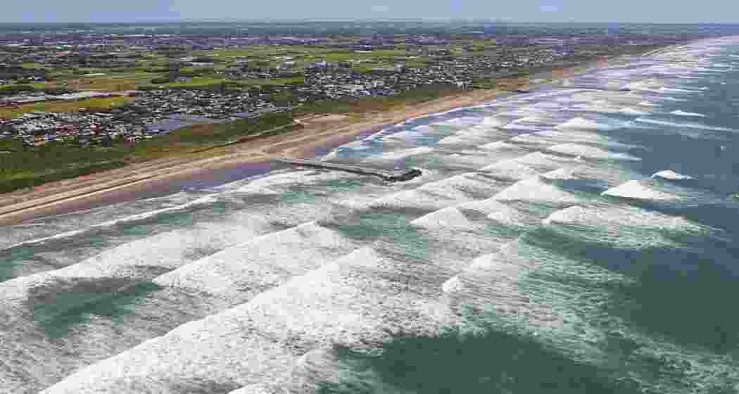 Seawater surges along Japan's Iwate coastline. Seawater surges along Japan's Iwate coastline.
