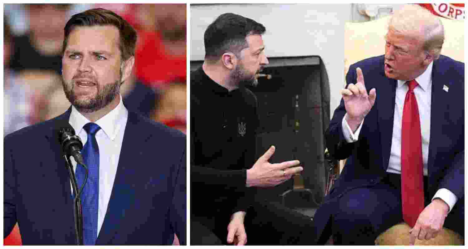 US Vice President JD Vance (L), Ukrainian President Volodymyr Zelenskyy and US President Donald Trump engage in a tense exchange at the White House, leading to an abrupt end to their meeting. US Vice President JD Vance (L), Ukrainian President Volodymyr Zelenskyy and US President Donald Trump engage in a tense exchange at the White House, leading to an abrupt end to their meeting.