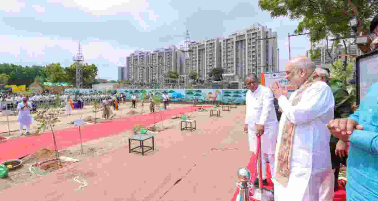 Amit Shah leads mass tree plantation drive at Sabarmati Ashram Amit Shah leads mass tree plantation drive at Sabarmati Ashram