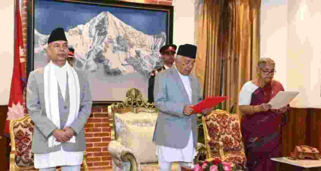 Former Chief Justice Sushila Karki takes oath as Nepal’s interim Prime Minister at Sheetal Niwas. Former Chief Justice Sushila Karki takes oath as Nepal’s interim Prime Minister at Sheetal Niwas.