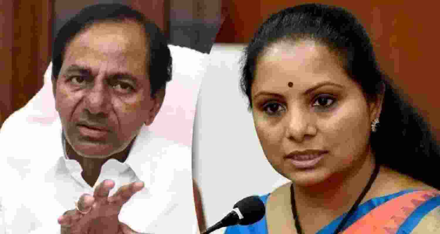 BRS President K Chandrashekar Rao (left) and MLC K Kavitha. BRS President K Chandrashekar Rao (left) and MLC K Kavitha.