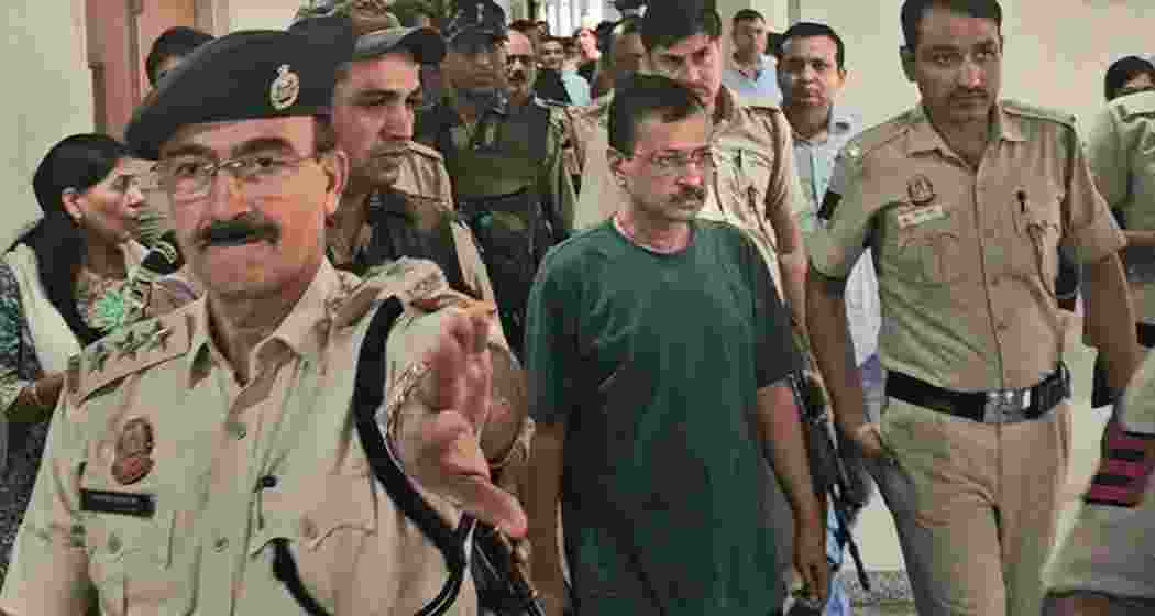 Delhi CM and AAP leader Arvind Kejriwal being produced before the Rouse Avenue Court in connection with a money laundering case related to the Delhi liquor policy, in New Delhi, Wednesday, June 26, 2024. Delhi CM and AAP leader Arvind Kejriwal being produced before the Rouse Avenue Court in connection with a money laundering case related to the Delhi liquor policy, in New Delhi, Wednesday, June 26, 2024.