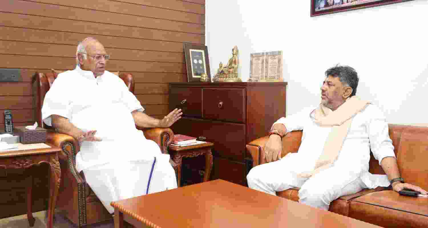Shivakumar downplays CM speculation after meeting Kharge Shivakumar downplays CM speculation after meeting Kharge