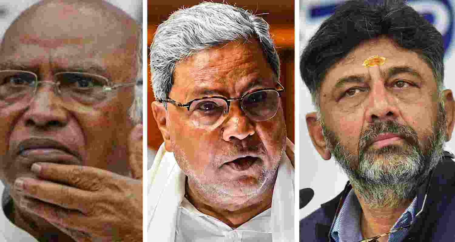 Kharge meets Siddaramaiah and Shivakumar in Bengaluru amid renewed buzz over Karnataka Congress leadership and power-sharing talks. Kharge meets Siddaramaiah and Shivakumar in Bengaluru amid renewed buzz over Karnataka Congress leadership and power-sharing talks.