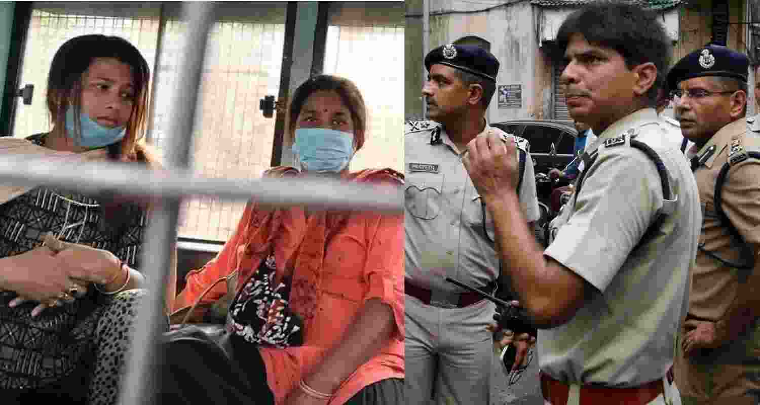 The women were first spotted at around 8 am near the banks of the Ganga in north Kolkata's Kumartuli. The women were first spotted at around 8 am near the banks of the Ganga in north Kolkata's Kumartuli.