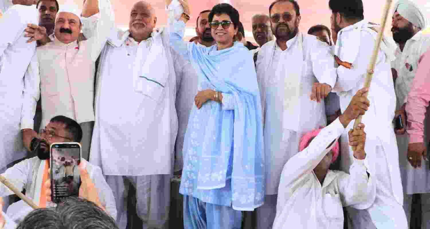 Congress candidate Kumari Selja campaigning in Assandh, Haryana. Congress candidate Kumari Selja campaigning in Assandh, Haryana.