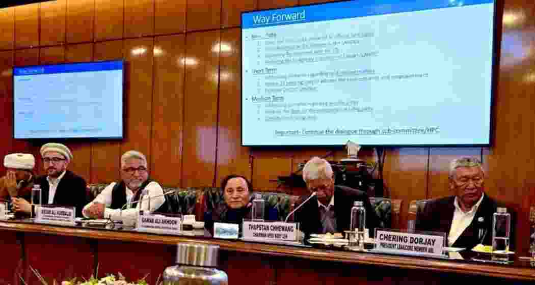 Representatives of the Kargil Democratic Alliance (KDA), the Leh Apex Body (LAB), and a delegation from the Ministry of Home Affairs led by Minister of State for Home Affairs Nityanand Rai taking part in a meeting in New Delhi. File photo Representatives of the Kargil Democratic Alliance (KDA), the Leh Apex Body (LAB), and a delegation from the Ministry of Home Affairs led by Minister of State for Home Affairs Nityanand Rai taking part in a meeting in New Delhi. File photo