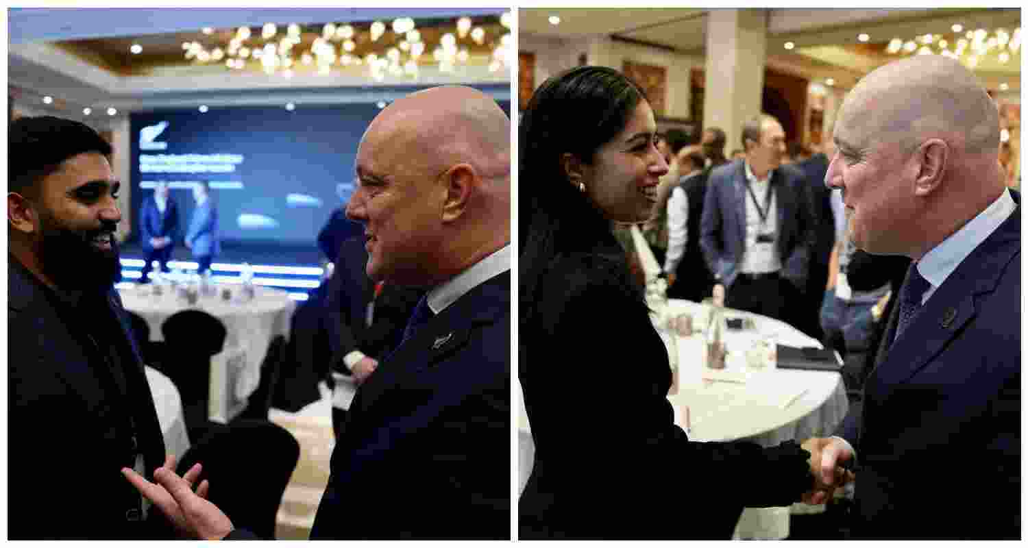New Zealand Prime Minister Christopher Luxon interacts with community and business leaders during his visit to India, where he is set to deliver the keynote address at the Raisina New Zealand Prime Minister Christopher Luxon interacts with community and business leaders during his visit to India, where he is set to deliver the keynote address at the Raisina