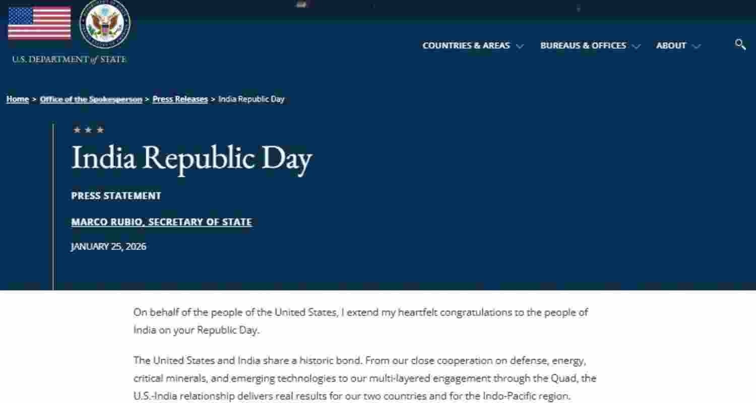 Marco Rubio greets India on Republic Day, praises Quad ties Marco Rubio greets India on Republic Day, praises Quad ties