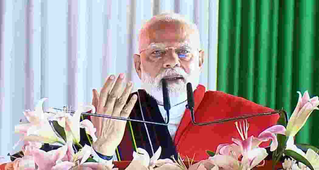 Prime Minister Narendra Modi addresses a public meeting in Churachandpur, Manipur on Saturday. Prime Minister Narendra Modi addresses a public meeting in Churachandpur, Manipur on Saturday.