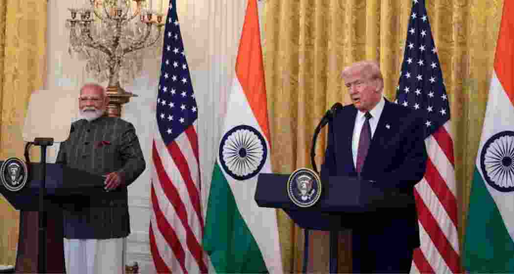 U.S. President Donald Trump and Indian Prime Minister Narendra Modi hold a joint press conference. U.S. President Donald Trump and Indian Prime Minister Narendra Modi hold a joint press conference.