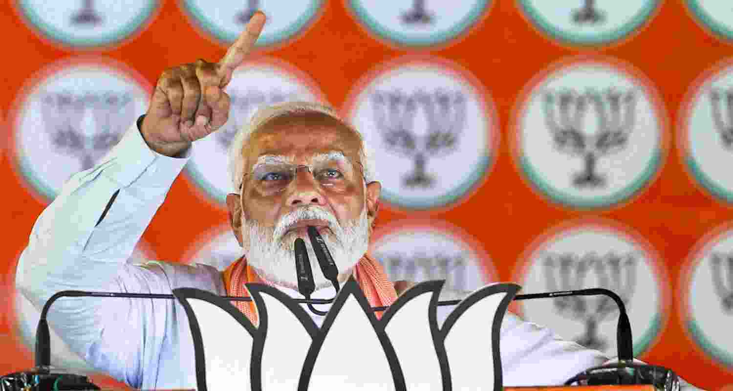 Prime Minister Narendra Modi addresses a public meeting in support of BJP candidate Kripashankar Singh amid Lok Sabha elections, in Jaunpur on Thursday, May 16, 2024. Prime Minister Narendra Modi addresses a public meeting in support of BJP candidate Kripashankar Singh amid Lok Sabha elections, in Jaunpur on Thursday, May 16, 2024.
