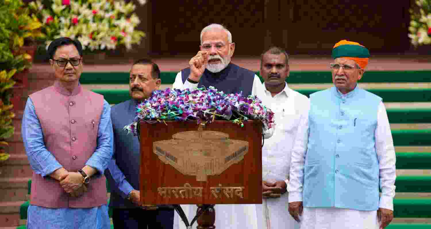 PM Modi addresses the media at the beginning of the Monsoon Session of Parliament. PM Modi addresses the media at the beginning of the Monsoon Session of Parliament.