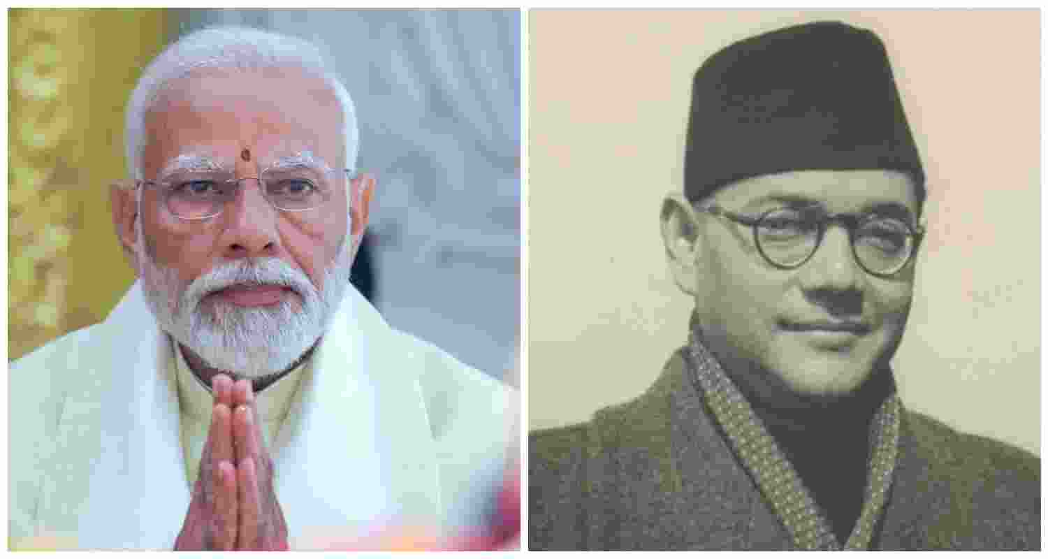 Prime Minister Narendra Modi paid tribute to patriot Netaji Subhas Chandra Bose on his 128th birth anniversary, commemorated as Parakram Diwas on Thursday. File photo. Prime Minister Narendra Modi paid tribute to patriot Netaji Subhas Chandra Bose on his 128th birth anniversary, commemorated as Parakram Diwas on Thursday. File photo.