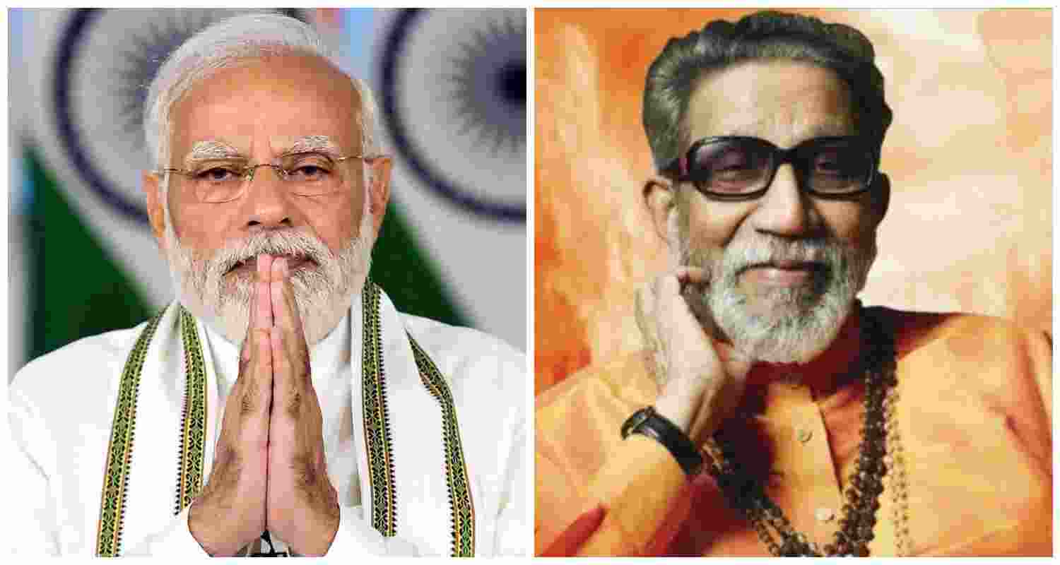 PM Narendra Modi (L), Bal Thackeray (R). PM Narendra Modi (L), Bal Thackeray (R).