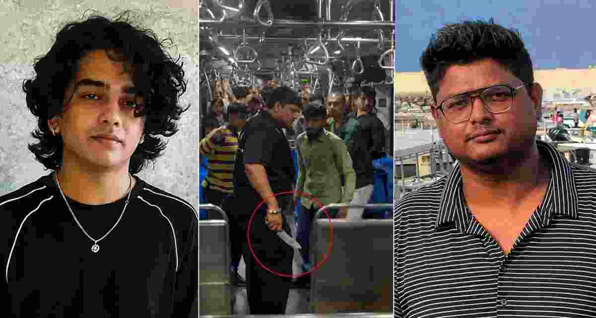 Mayank Lohar (left), the victim, and Roshan Suvarna, the accused (right), with the murder weapon (centre). Mayank Lohar (left), the victim, and Roshan Suvarna, the accused (right), with the murder weapon (centre).