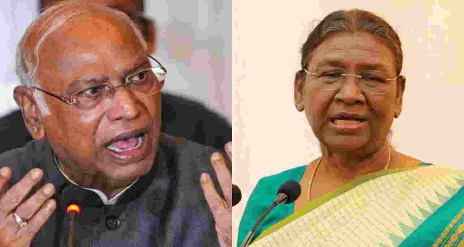 A file photo of Mallikarjun Kharge and President Droupadi Murmu. A file photo of Mallikarjun Kharge and President Droupadi Murmu.