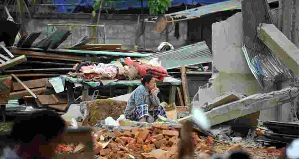 A scene from the aftermath of the earthquake in Myanmar on Friday. A scene from the aftermath of the earthquake in Myanmar on Friday.