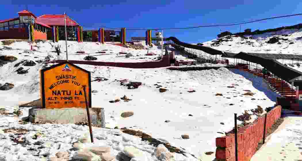 The Nathula Pass located in East Sikkim, India, along the Indo-China border. The Nathula Pass located in East Sikkim, India, along the Indo-China border.