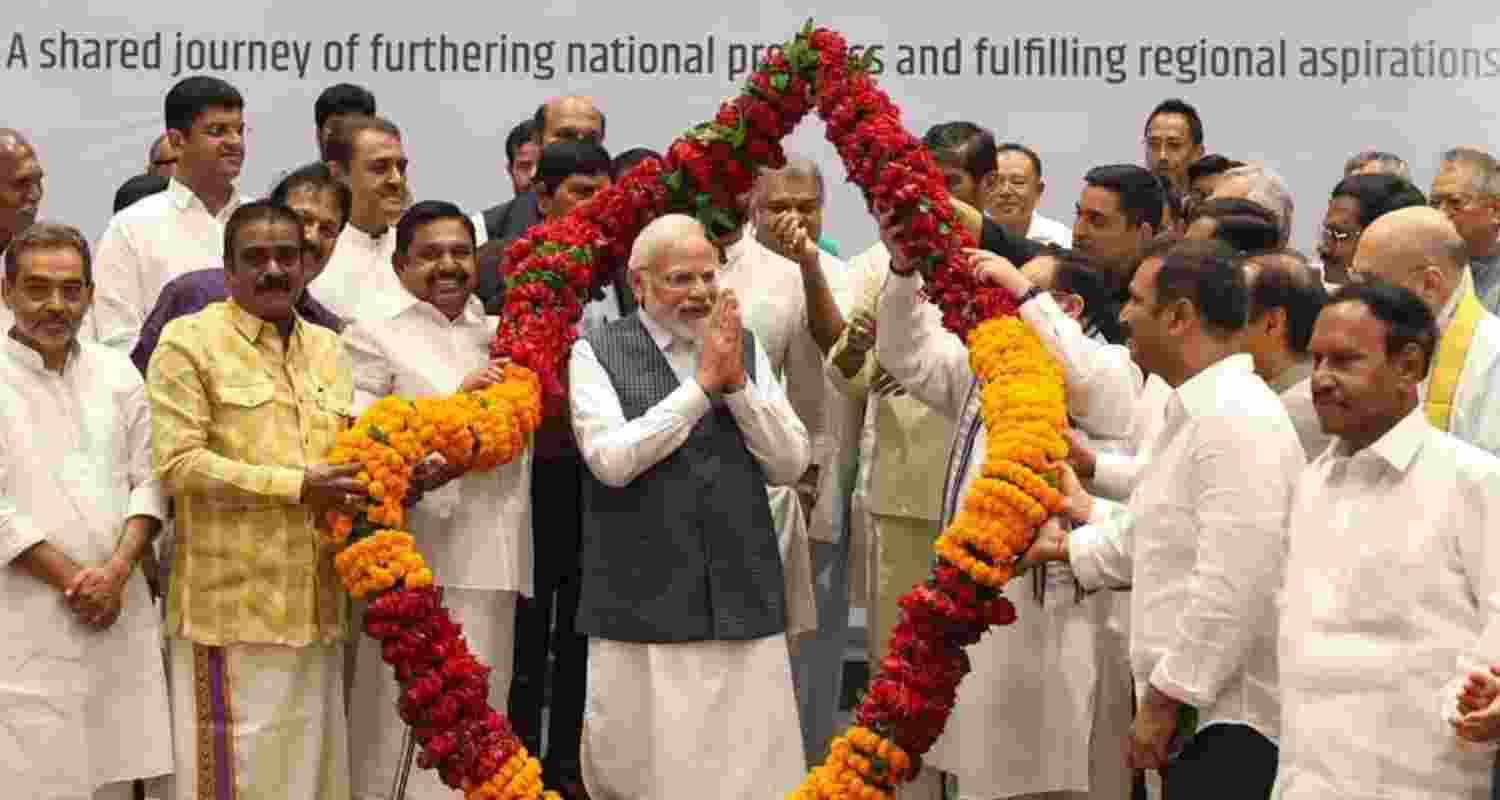 NDA majority predicted by some early exit polls. NDA majority predicted by some early exit polls.