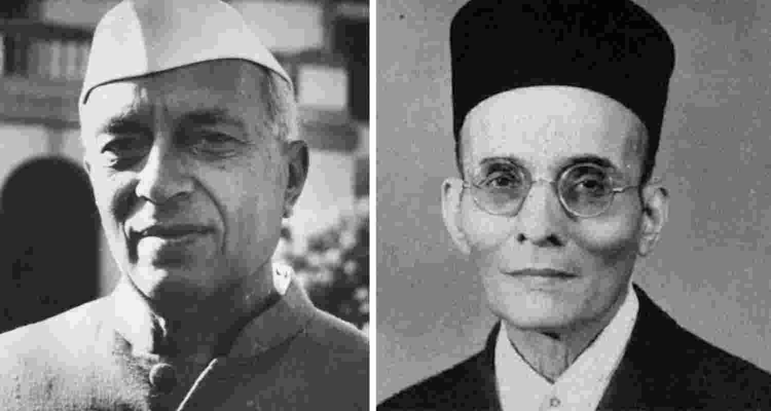 Pandit Jawaharlal Nehru and Vinayak Damodar Savarkar. Image: X Pandit Jawaharlal Nehru and Vinayak Damodar Savarkar. Image: X