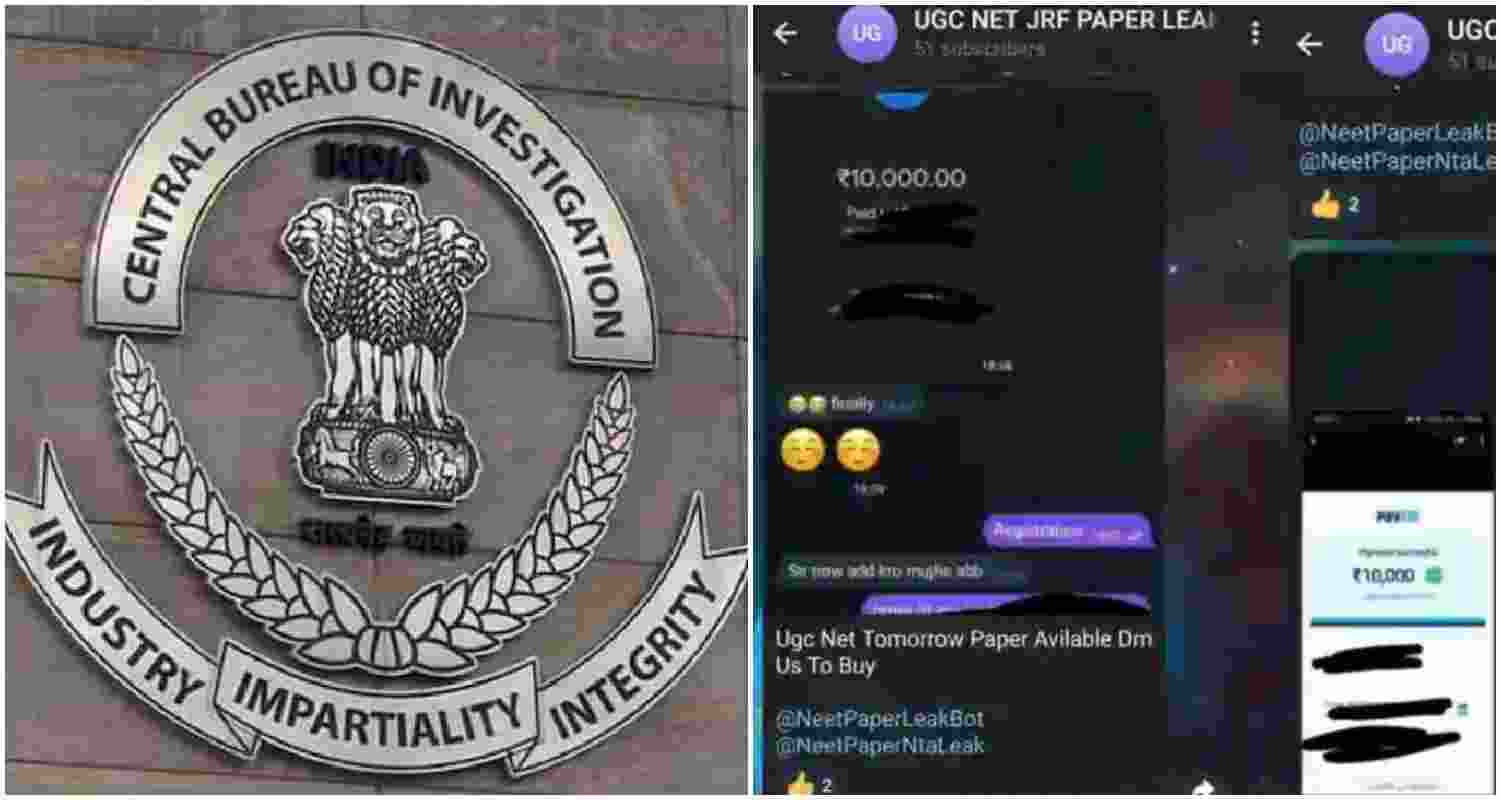 A screenshot displaying transactions on Telegram, where leaked exam papers were sold for ₹5,000 to ₹10,000 (R). A screenshot displaying transactions on Telegram, where leaked exam papers were sold for ₹5,000 to ₹10,000 (R).