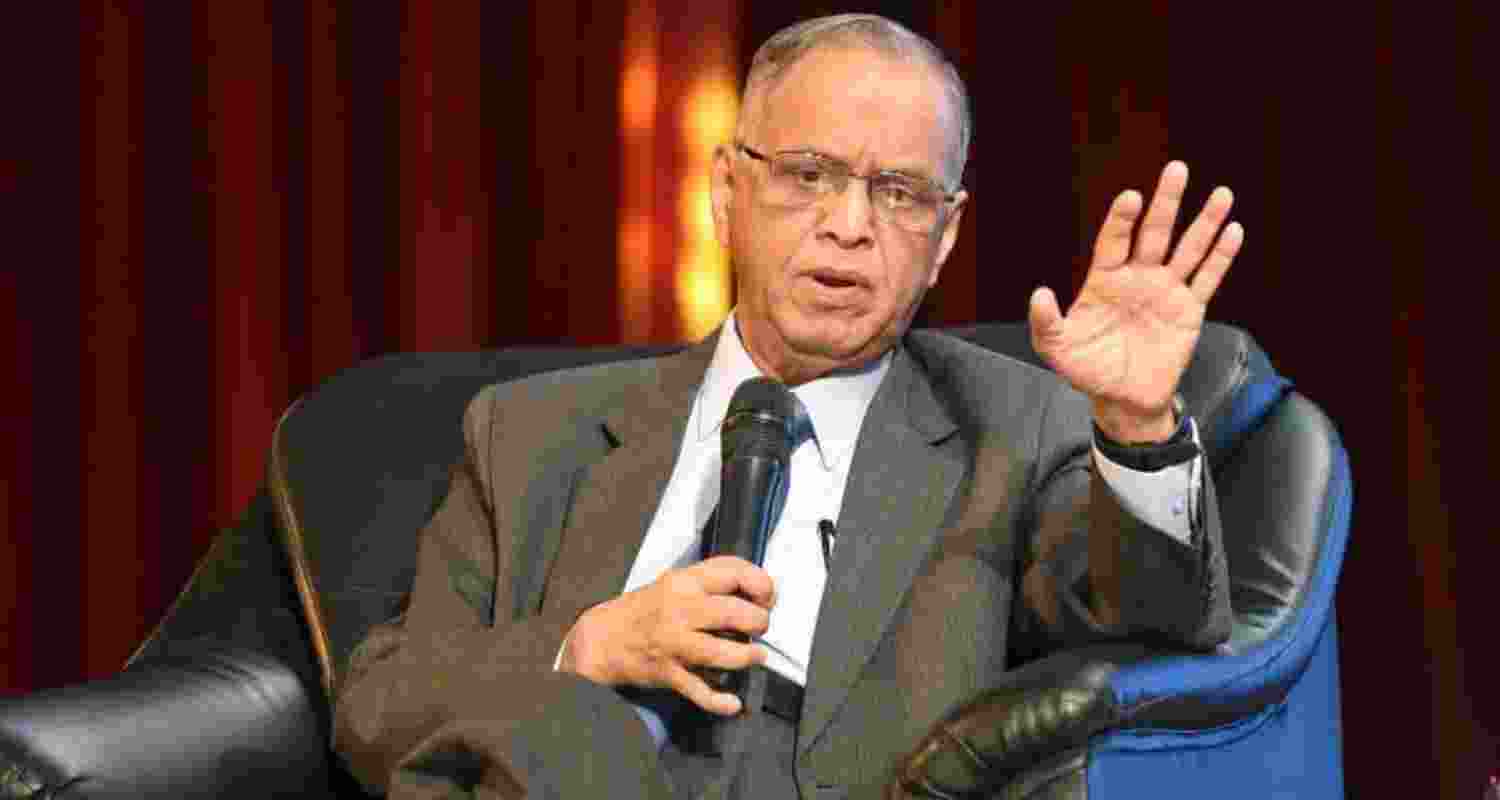 NR Narayana Murthy speaking at a conclave. NR Narayana Murthy speaking at a conclave.