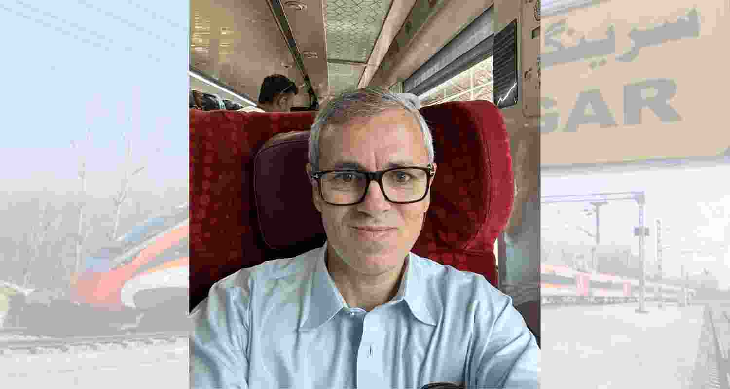 Omar Abdullah takes a ride on the newly launched Vande Bharat Express on Thursday. Omar Abdullah takes a ride on the newly launched Vande Bharat Express on Thursday.