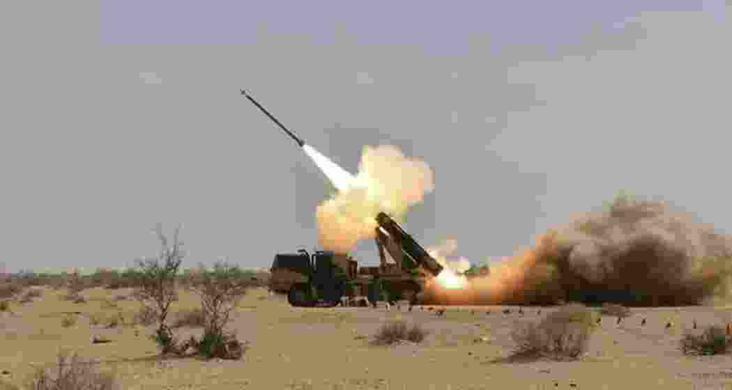 The Defence Research and Development Organisation (DRDO) has successfully test-fired the indigenously developed Pinaka guided rocket system, at Pokhran in Rajasthan. The Defence Research and Development Organisation (DRDO) has successfully test-fired the indigenously developed Pinaka guided rocket system, at Pokhran in Rajasthan.