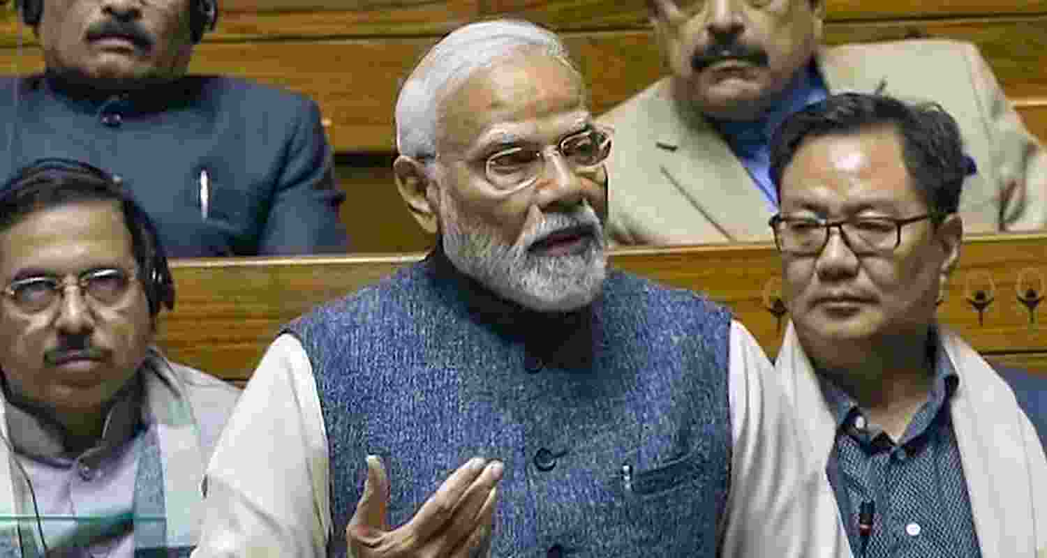 PM Modi speaks in Parliament. PM Modi speaks in Parliament.