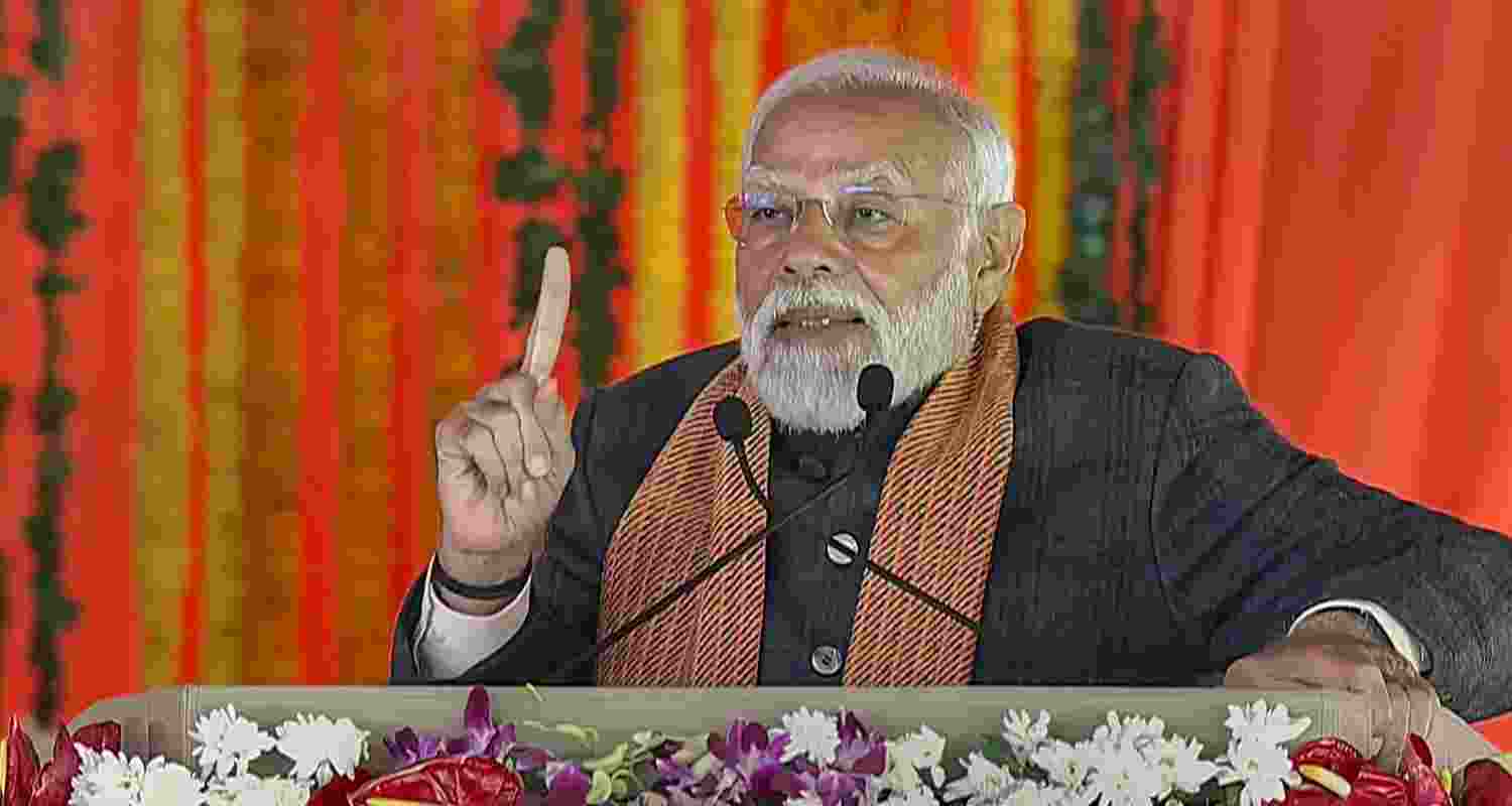PM Modi addressing a public rally in Srinagar's Bakshi Stadium PM Modi addressing a public rally in Srinagar's Bakshi Stadium