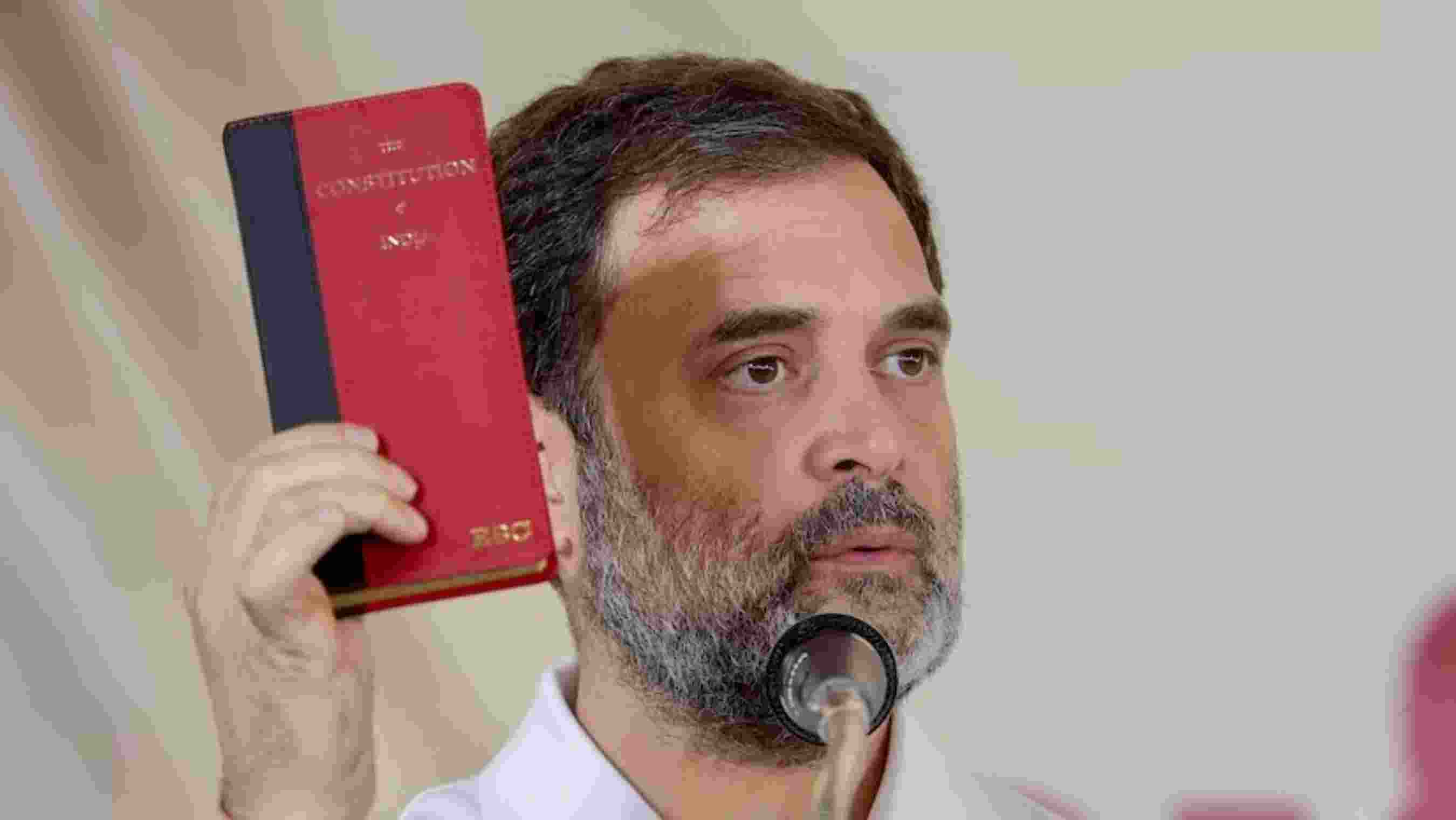 Around 20 centimetres in length and nine centimetres in breadth, the leather-bound copy of the Constitution, held up before crowds frequently by Congress leader Rahul Gandhi during the Lok Sabha elections, has a deep Lucknow connection - and is reportedly now much in demand. Around 20 centimetres in length and nine centimetres in breadth, the leather-bound copy of the Constitution, held up before crowds frequently by Congress leader Rahul Gandhi during the Lok Sabha elections, has a deep Lucknow connection - and is reportedly now much in demand.