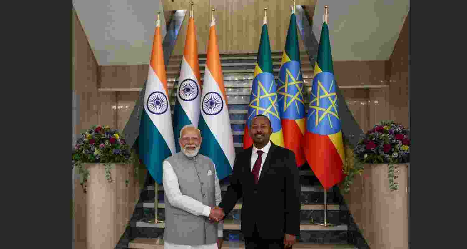 Prime Minister Narendra Modi and Ethiopian Prime Minister Abiy Ahmed Ali. Prime Minister Narendra Modi and Ethiopian Prime Minister Abiy Ahmed Ali.
