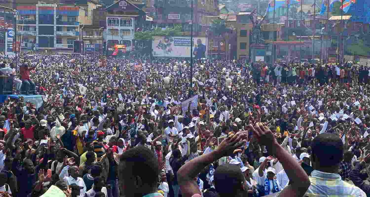Thousands of demonstrators were seen on the streets in Goma, Congo. Thousands of demonstrators were seen on the streets in Goma, Congo.