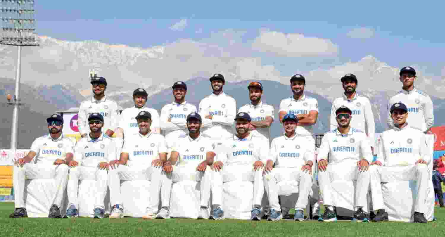 Indian men cricket team pose for a photograph after their series victory over England in Dharmshala. Indian men cricket team pose for a photograph after their series victory over England in Dharmshala.