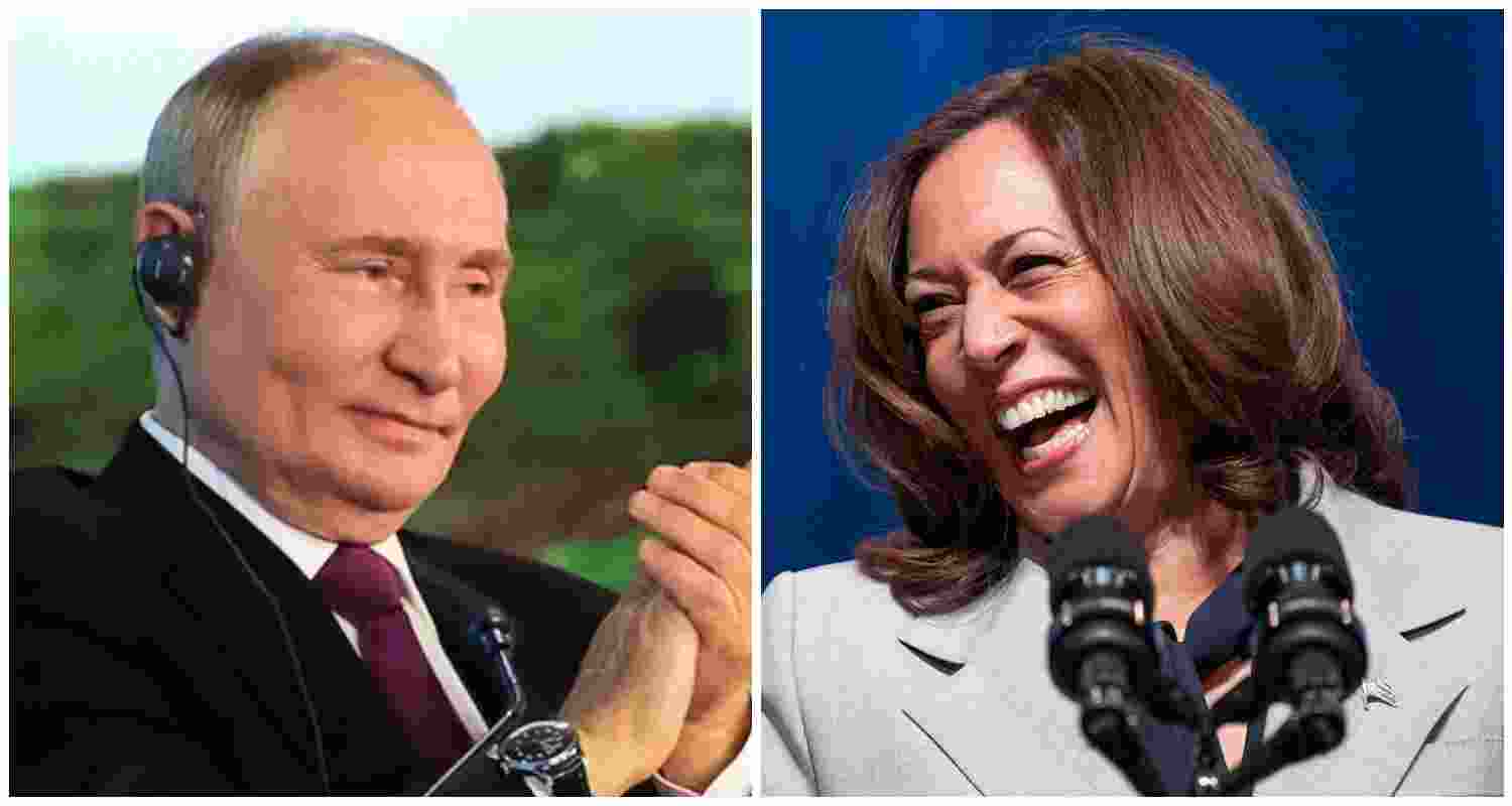 Russian President Vladimir Putin (L), Democratic nominee for the US Presidential election Kamala Harris (R). Russian President Vladimir Putin (L), Democratic nominee for the US Presidential election Kamala Harris (R).