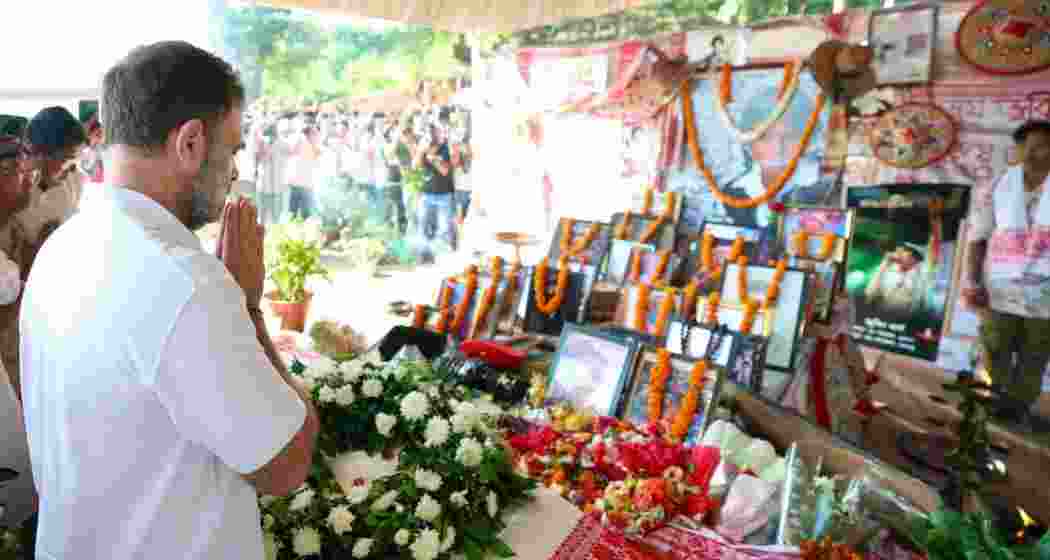 Congress leader Rahul Gandhi pays tribute at Zubeen Garg’s Kahilipara residence in Guwahati on Friday. Congress leader Rahul Gandhi pays tribute at Zubeen Garg’s Kahilipara residence in Guwahati on Friday.