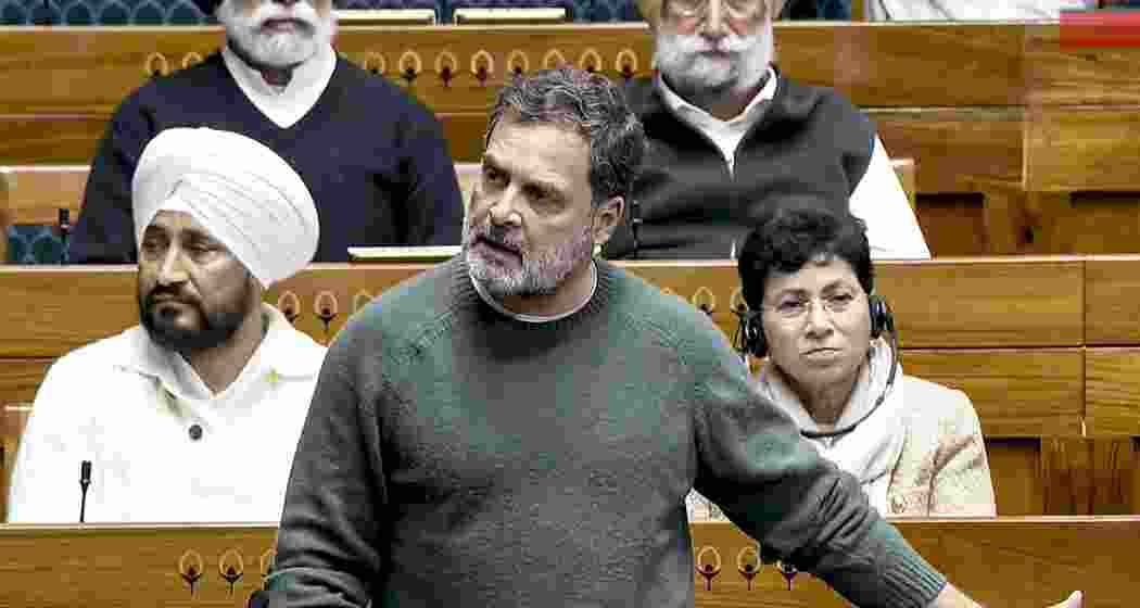 LoP in the Lok Sabha Rahul Gandhi speaks in the Rajya Sabha during the Budget session of Parliament, in New Delhi on Monday. LoP in the Lok Sabha Rahul Gandhi speaks in the Rajya Sabha during the Budget session of Parliament, in New Delhi on Monday.