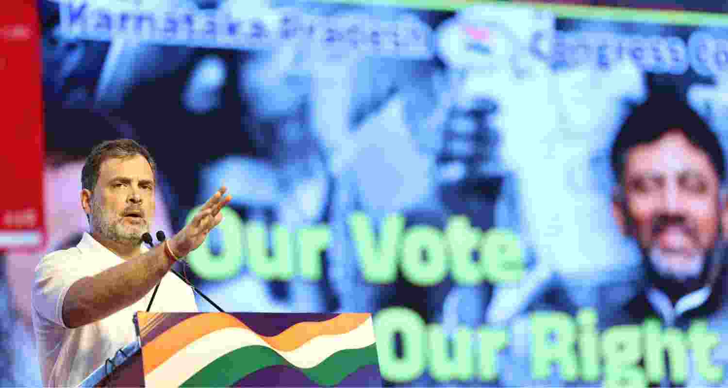 1 in 6 votes stolen, Rahul claims at Bengaluru Vote Adhikar Rally 1 in 6 votes stolen, Rahul claims at Bengaluru Vote Adhikar Rally