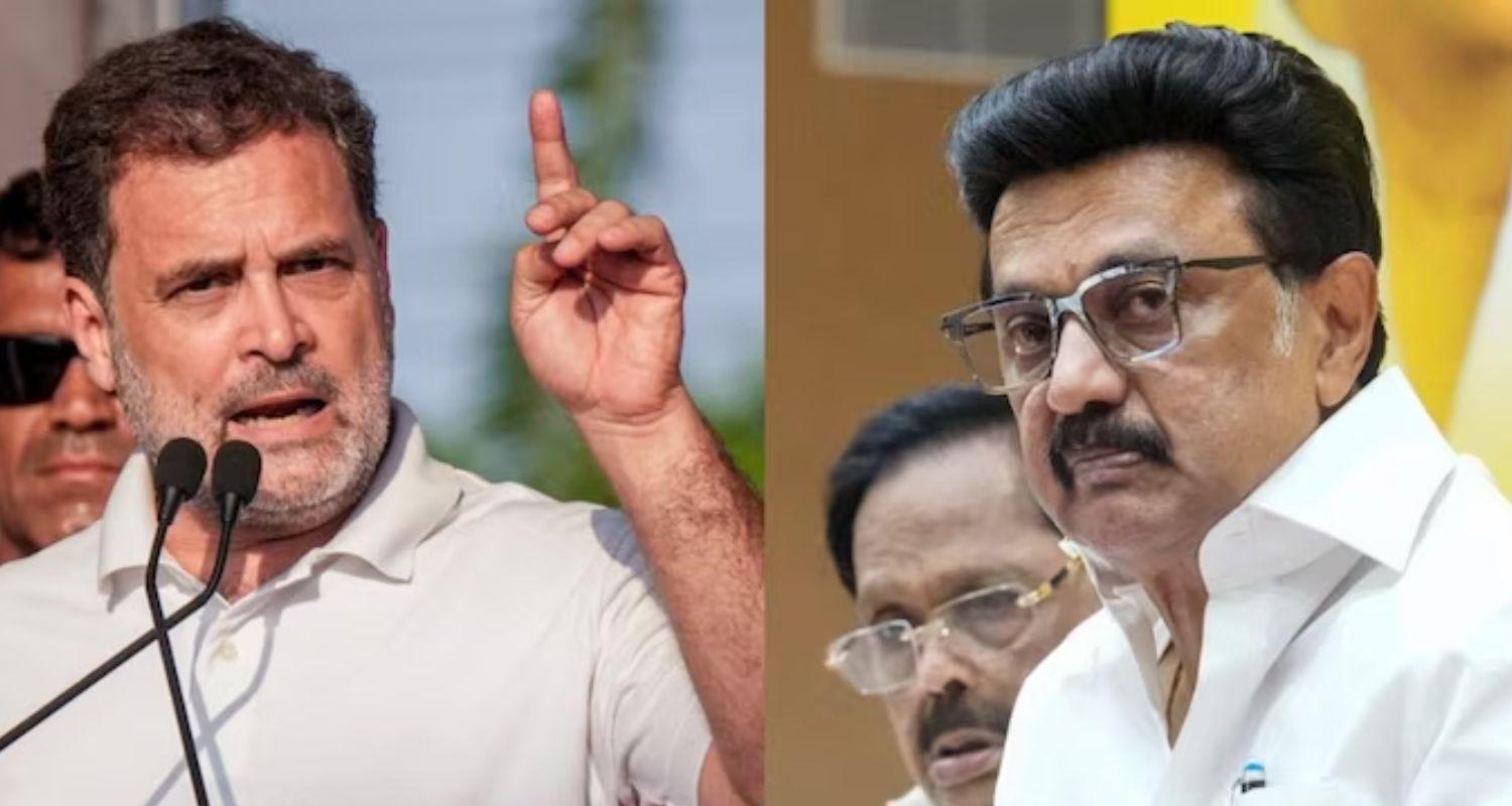 Congress leader Rahul Gandhi (left) and DMK chief MK Stalin. Congress leader Rahul Gandhi (left) and DMK chief MK Stalin.