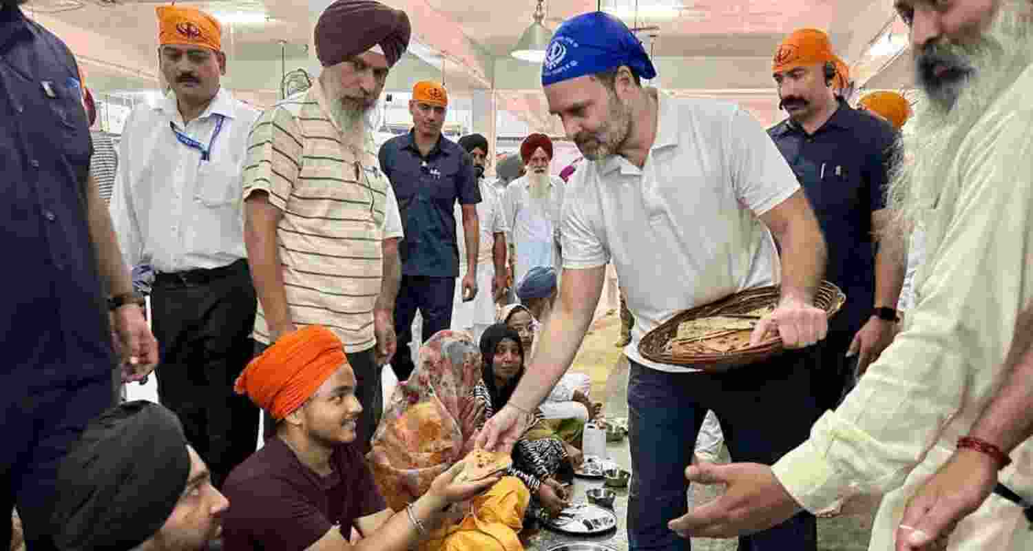 Congress leader Rahul Gandhi doing 'seva' at Golden Temple, Amritsar. File photo. Congress leader Rahul Gandhi doing 'seva' at Golden Temple, Amritsar. File photo.